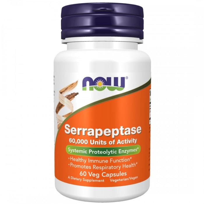 NOW Serrapeptase (60,000 Units) 60vcaps - The Health Shop