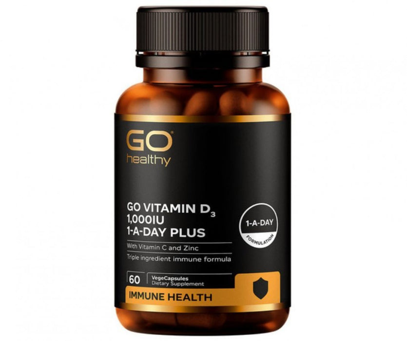 GO Healthy Vitamin D3 1,000IU 1-A-Day Plus with Vitamin C & Zinc 60vcaps - The Health Shop