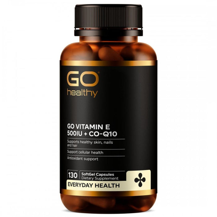 GO Healthy Vitamin E 500IU + Co-Q10 130 softgel caps - The Health Shop