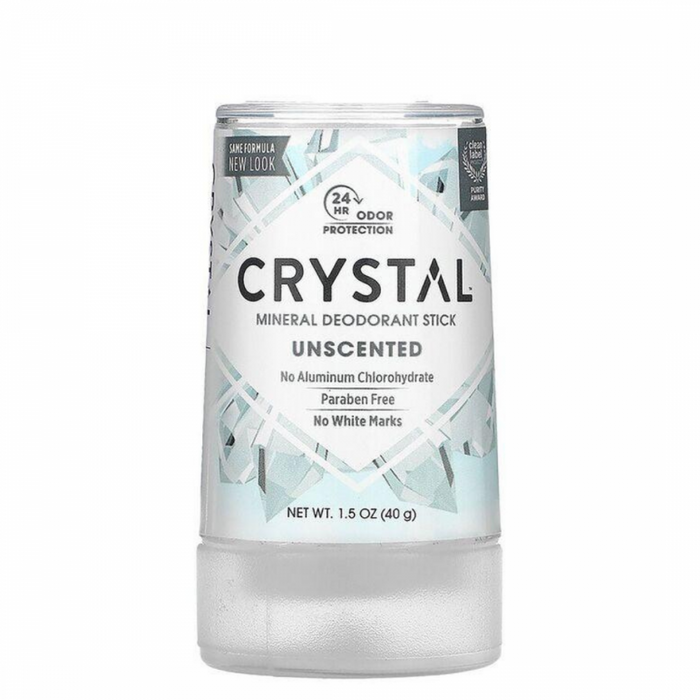 CRYSTAL Mineral Deodorant Stick, Unscented 40g travel size - The Health Shop