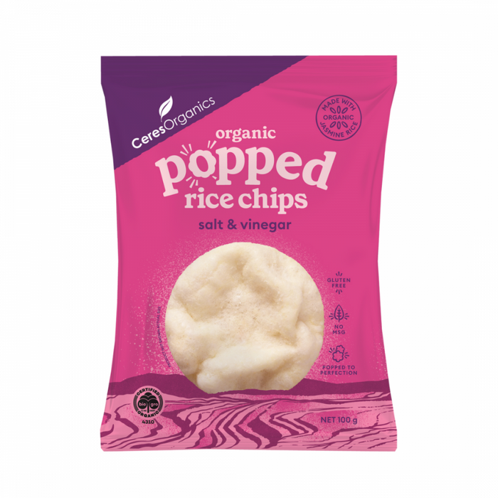 Ceres Organics Organic Popped Rice Chips, Salt & Vinegar 100g - The Health Shop