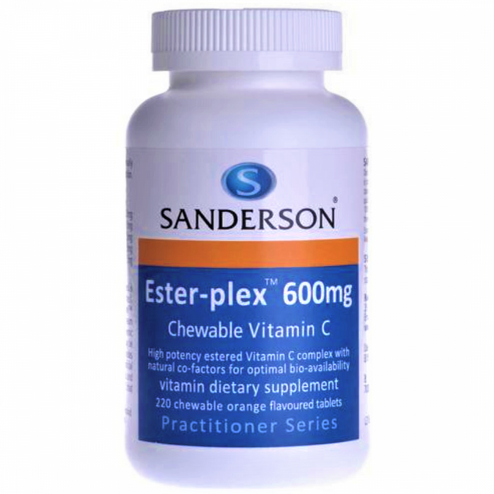 Sanderson Ester-Plex 600mg Vitamin C 220 chewable tablets, Orange Flavour - The Health Shop