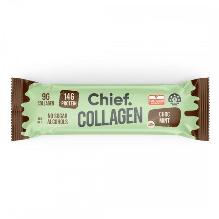 Chief. Collagen Protein Bar Choc Mint 45g - The Health Shop