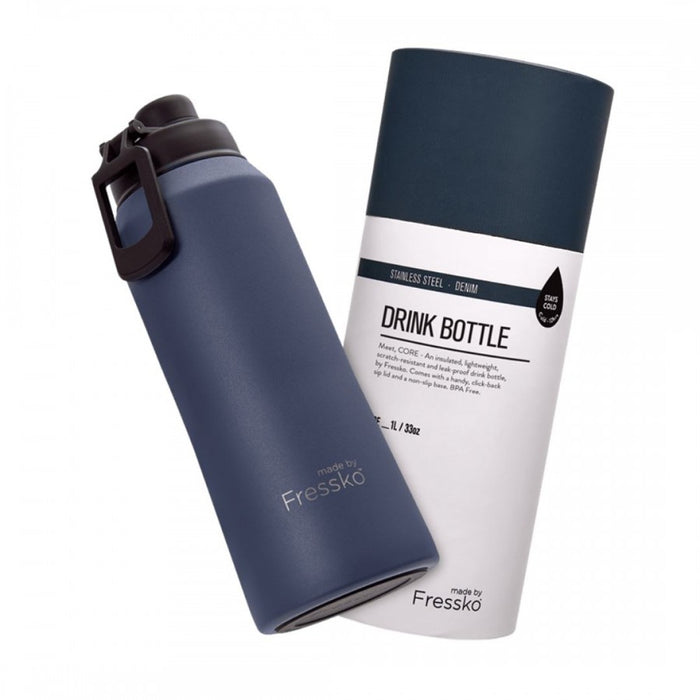 made by Fressko Core Drink Bottle 1L - Denim - The Health Shop
