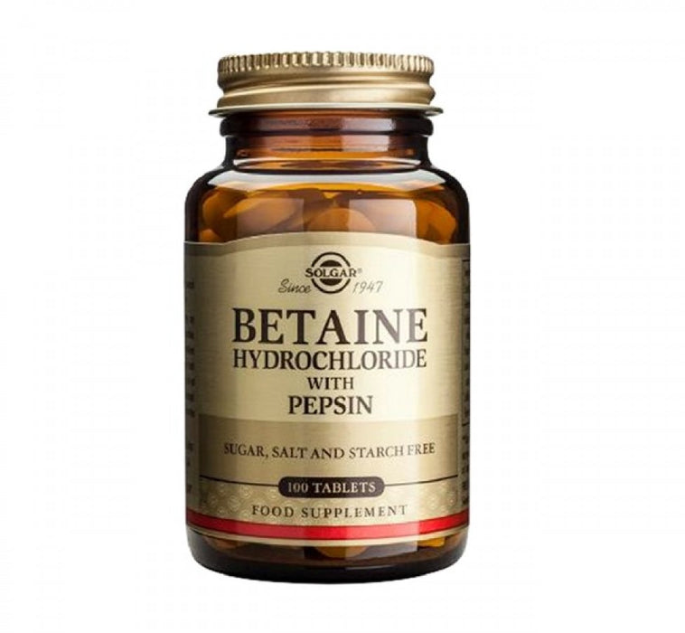 Solgar Betaine Hydrochloride with Pepsin 100tabs - The Health Shop