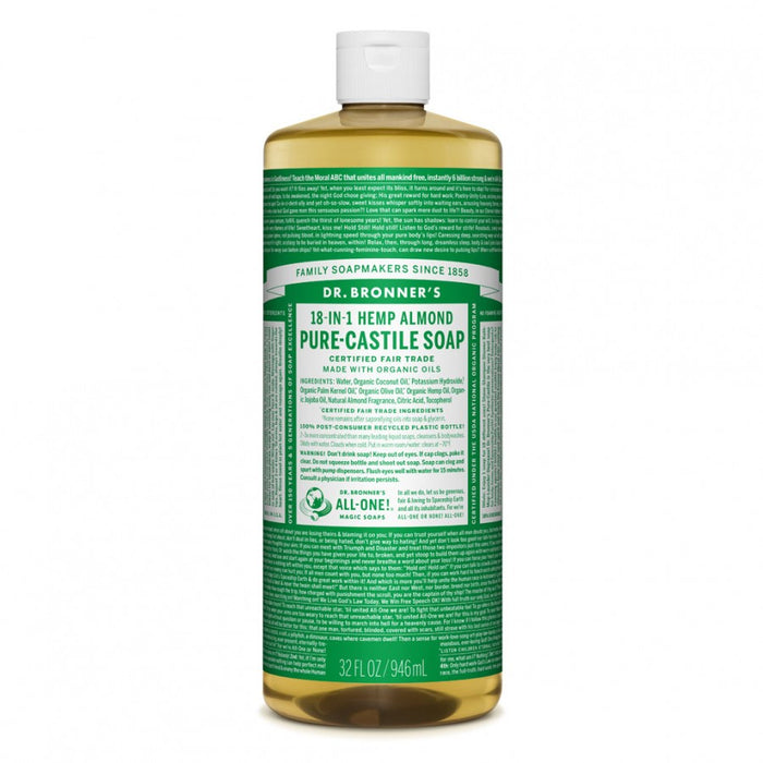 Dr. Bronner's Pure-Castile Liquid Soap, Almond 946ml - The Health Shop