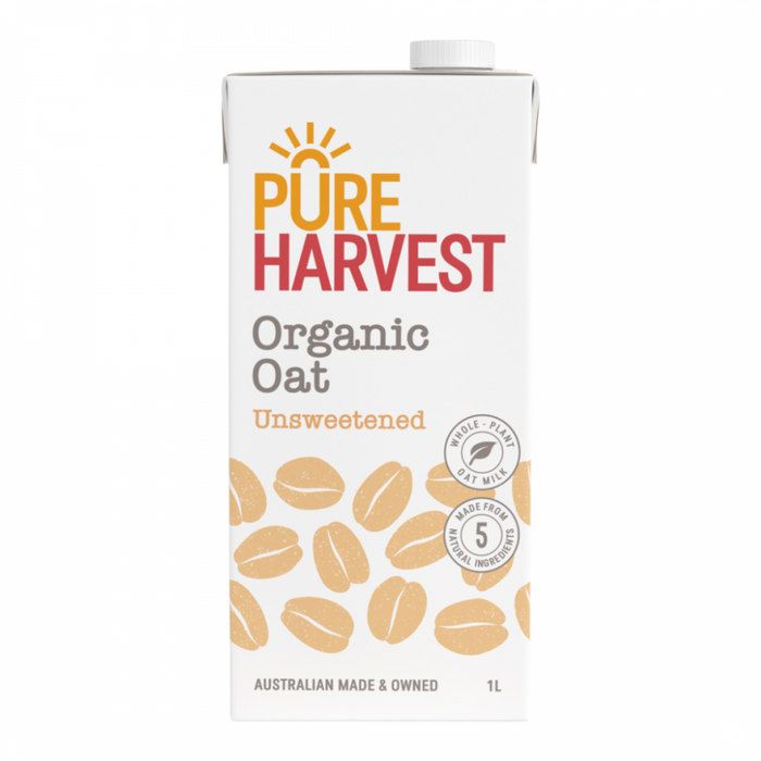 Pure Harvest Organic Oat Milk, Unsweetened 1L - The Health Shop