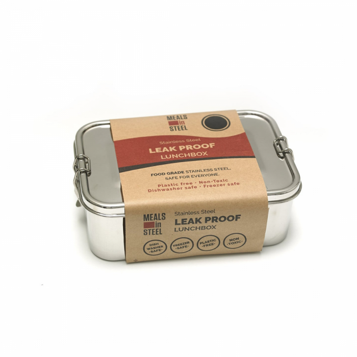 Meals In Steel Bento Large Leakproof Rectangular Lunchbox, Stainless Steel - The Health Shop
