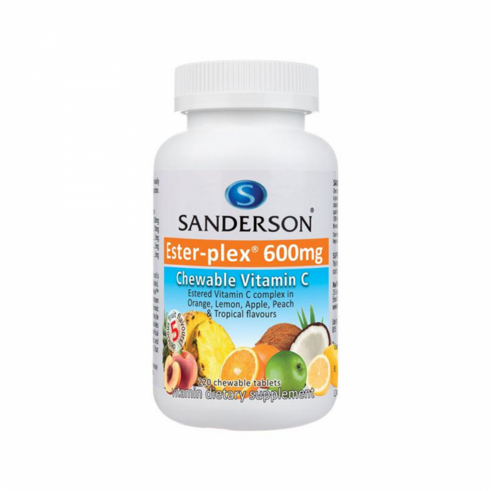 Sanderson Ester-Plex 600mg Vitamin C 220 chewable tablets, Assorted Fruit Flavour - The Health Shop