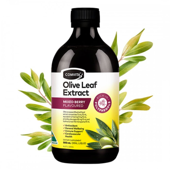 Comvita Olive Leaf Extract, Mixed Berry Flavour 500ml - The Health Shop