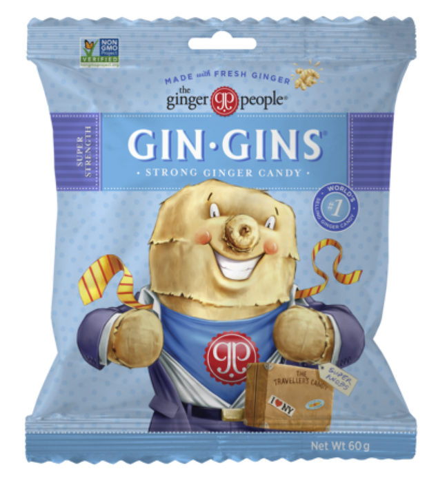 GIN GINS Super Strength Strong Ginger Candy 60g - The Health Shop