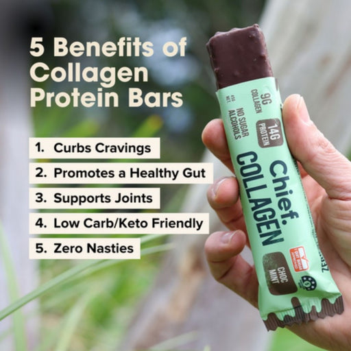 Chief. Collagen Protein Bar Choc Mint 45g - The Health Shop