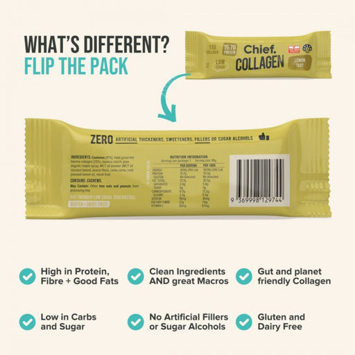 Chief. Collagen Protein Bar Lemon Tart 45g - The Health Shop