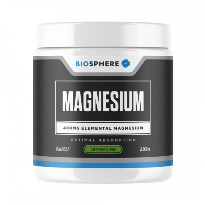 Biosphere Magnesium Powder 400mg 60 serve tub, Lemon Lime - The Health Shop