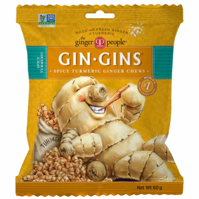 GIN GINS Spicy Turmeric Ginger Chews 60g - The Health Shop