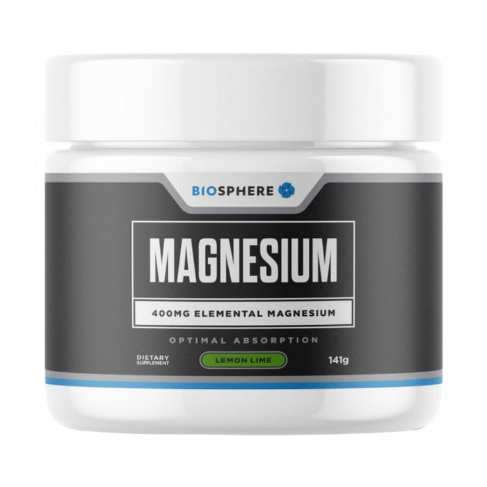 Biosphere Magnesium Powder 400mg 30 serve tub, Lemon Lime - The Health Shop
