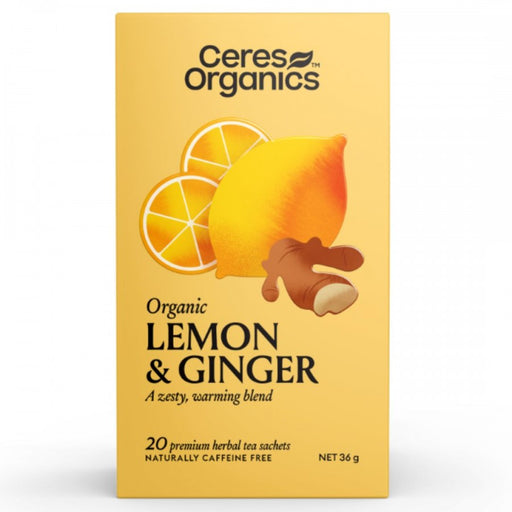 Ceres Organics Organic Lemon & Ginger 20 herbal tea sachets - The Health Shop