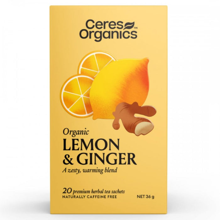 Ceres Organics Organic Lemon & Ginger 20 herbal tea sachets - The Health Shop