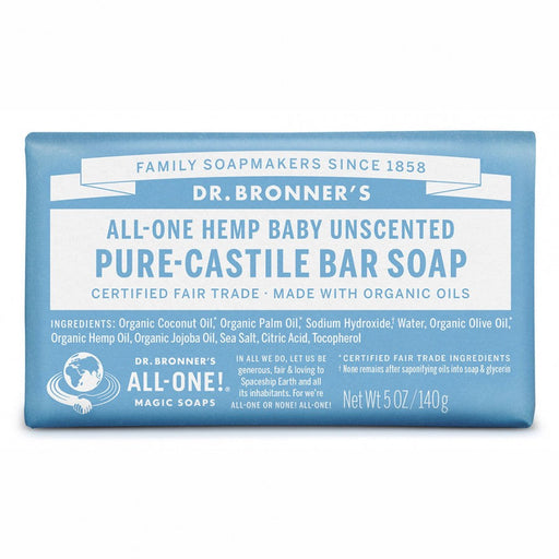 Dr. Bronner's Pure-Castile Bar Soap 140g, Baby Unscented - The Health Shop