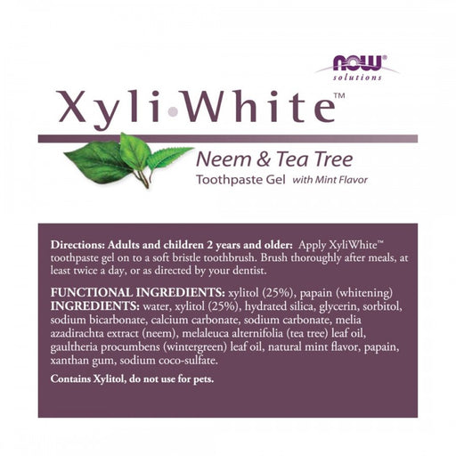 NOW Xyliwhite Neem & Tea Tree Toothpaste Gel - The Health Shop