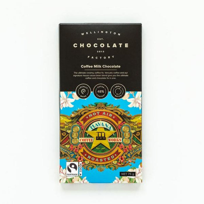 Wellington Chocolate Factory Coffee Milk Chocolate Bar 75g - The Health Shop
