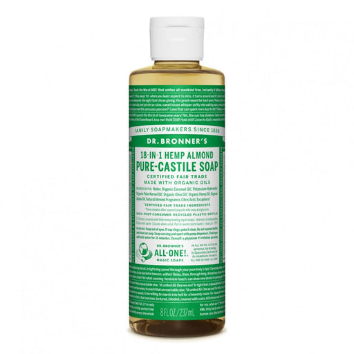 Dr. Bronner's Pure-Castile Liquid Soap, Almond 237ml - The Health Shop