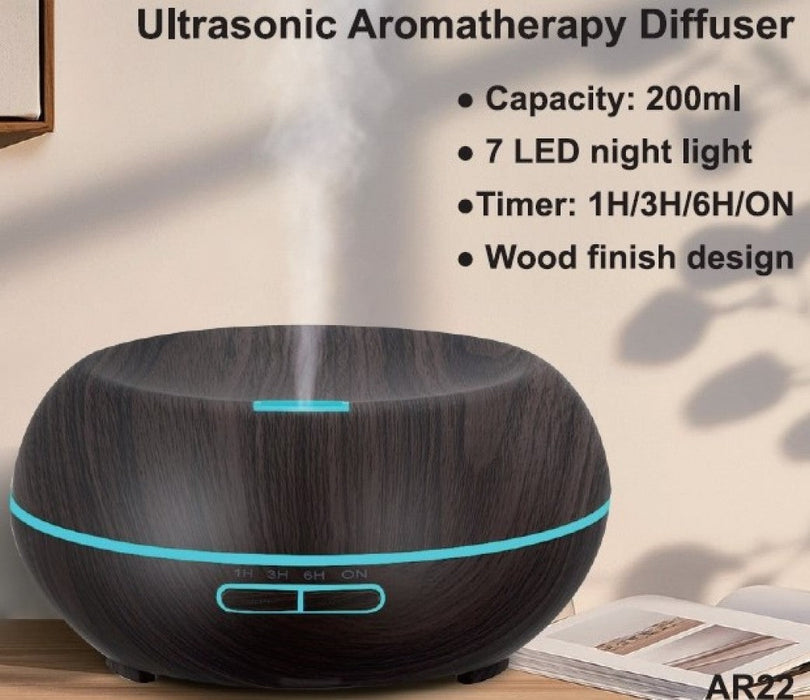 Ultrasonic Aromatherapy Diffuser, Dark Wood Colour - The Health Shop