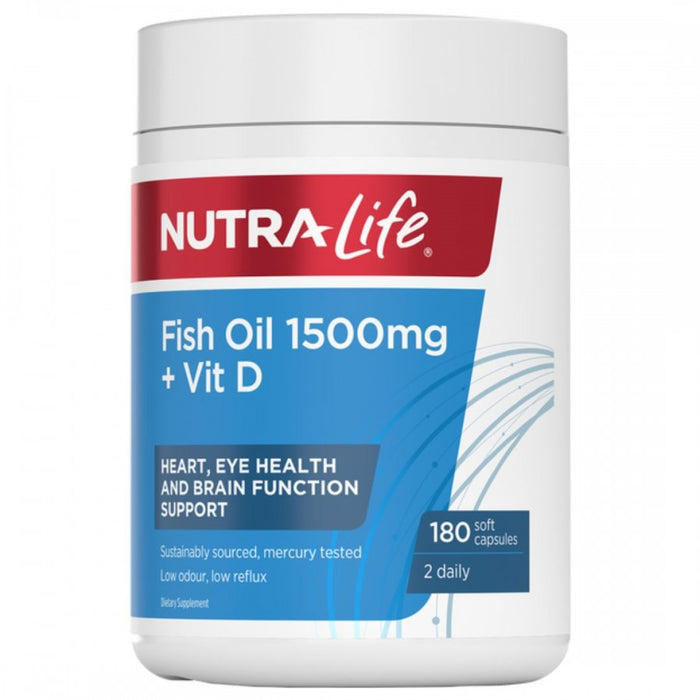 Nutra-Life Fish Oil 1500mg Plus Vitamin D 180caps - The Health Shop