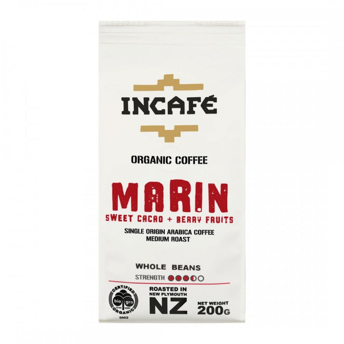 IncaFé Organic Marin Estate Coffee, Whole Beans 200g - The Health Shop