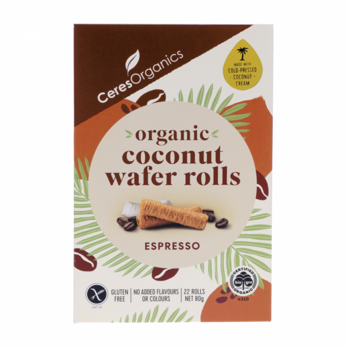 Ceres Organics Organic Coconut Wafer Rolls, Espresso x 22 rolls - The Health Shop