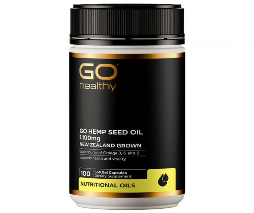 GO Healthy Hemp Seed Oil 1,100mg 100 softgel caps - The Health Shop