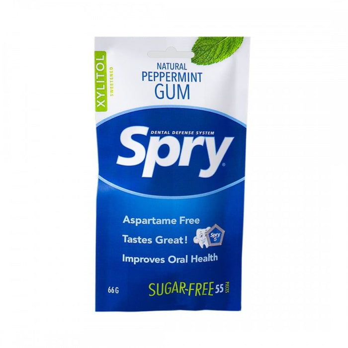 Spry Xylitol Gum PEPPERMINT 55 pieces - The Health Shop