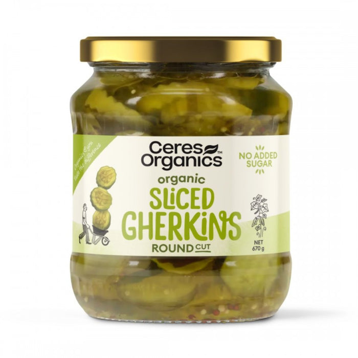 Ceres Organics Organic Sliced Gherkins, Round Cut 670g - The Health Shop