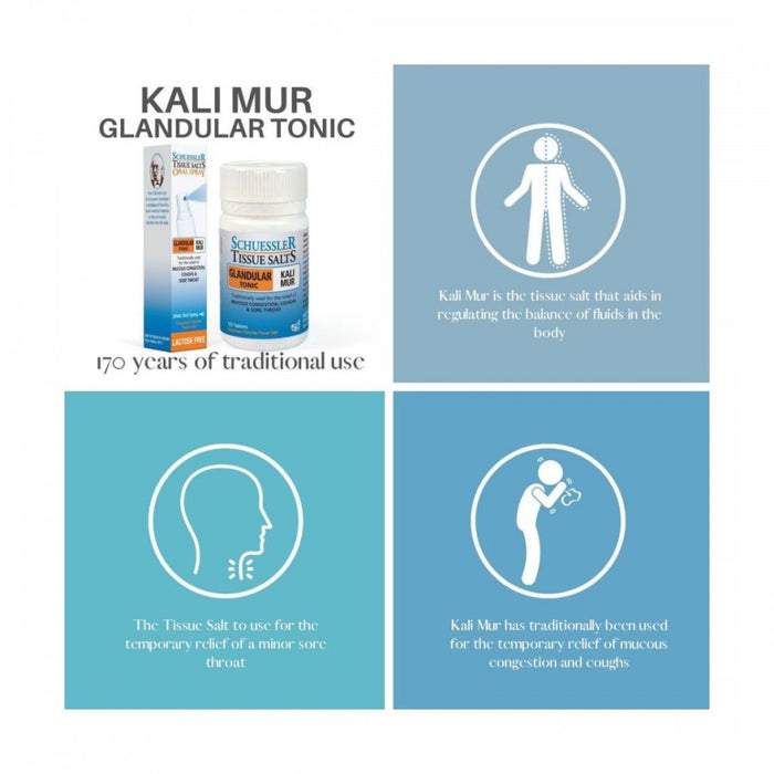 Schuessler Tissue Salts Kali Mur - GLANDULAR TONIC - 125tabs