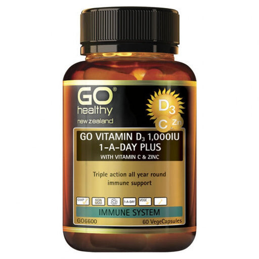 GO Healthy Vitamin D3 1,000IU 1-A-Day Plus with Vitamin C & Zinc 60vcaps - The Health Shop