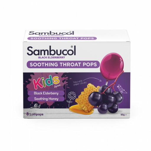 Sambucol Black Elderberry Soothing Throat Pops - KIDS, 8 pops - The Health Shop