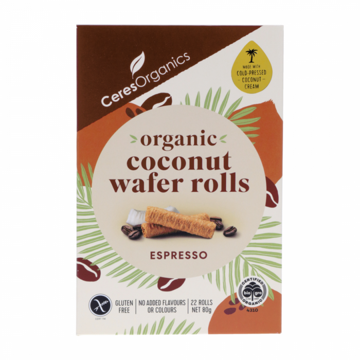 Ceres Organics Organic Coconut Wafer Rolls, Espresso x 22 rolls