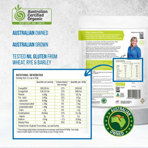 GF Oats Organic Pure Oats 1kg