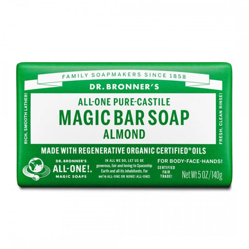 Dr. Bronner's Pure-Castile Magic Bar Soap 140g, Almond