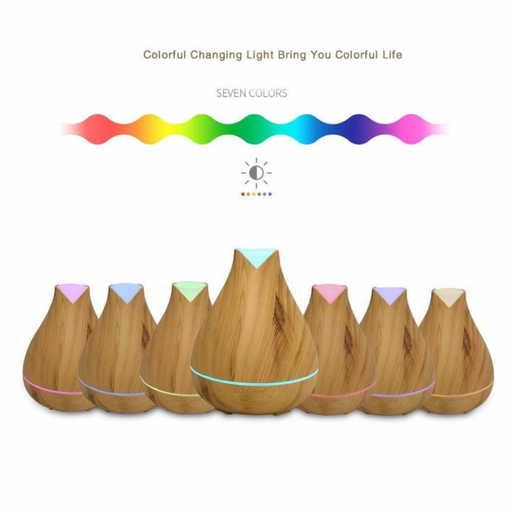 Ultrasonic Aromatherapy Diffuser, Light Wood Tulip 530ml - The Health Shop