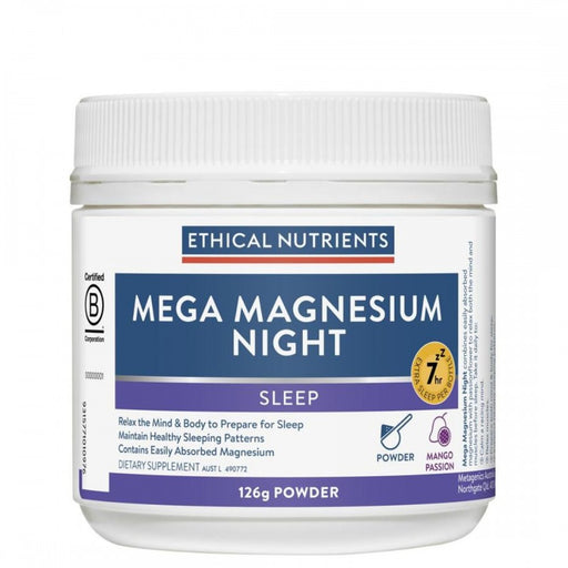 Ethical Nutrients Mega Magnesium Night 126g powder, Mango Passion