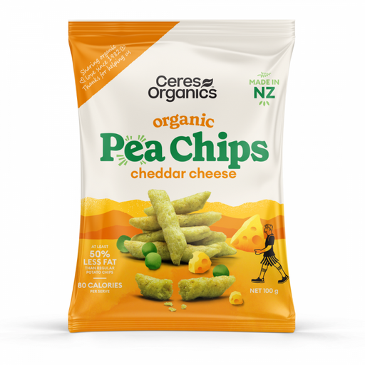 Ceres Organics Organic Pea Chips, Cheddar Cheese 100g - The Health Shop