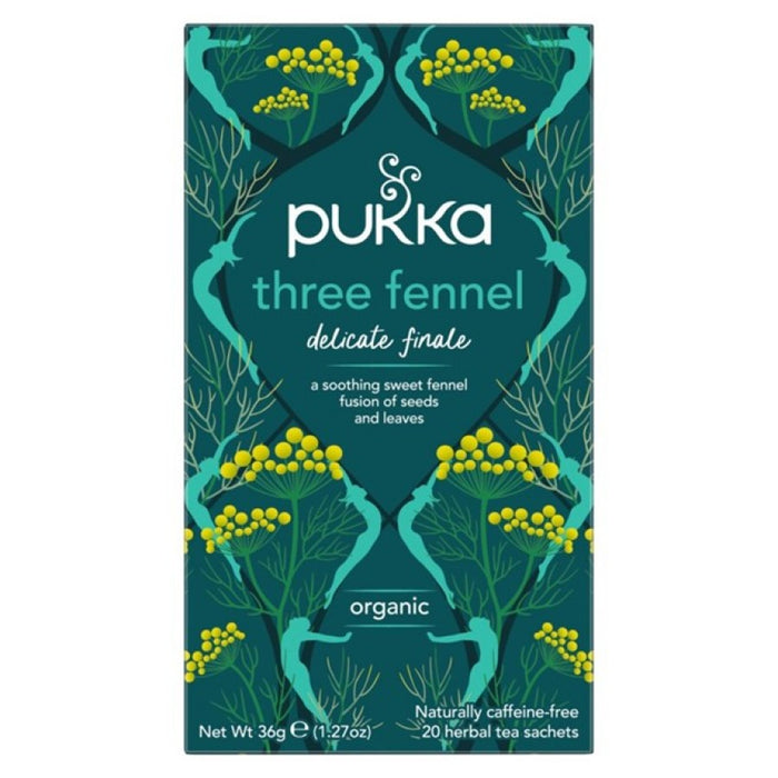 Pukka Three Fennel 20 herbal tea sachets - The Health Shop