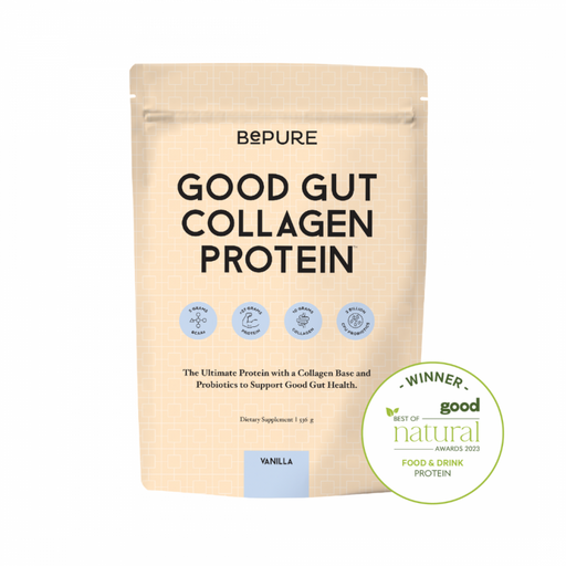 BePure Good Gut Collagen Protein Vanilla 536g refill pouch - The Health Shop