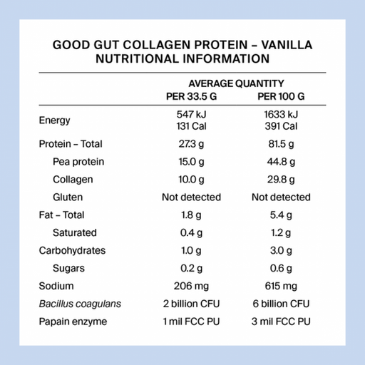 BePure Good Gut Collagen Protein Vanilla 536g glass jar - The Health Shop