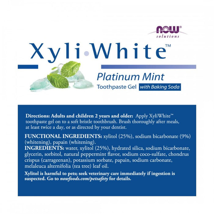 NOW Xyliwhite Platinum Mint Toothpaste Gel with Baking Soda