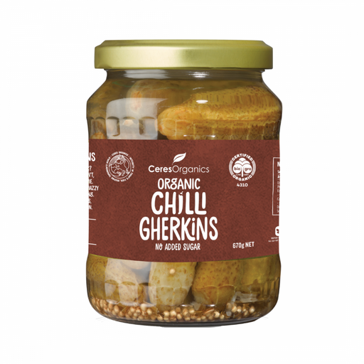 Ceres Organics Organic Gherkins, Chilli 670g - The Health Shop