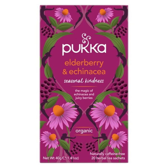 Pukka Elderberry & Echinacea 20 herbal tea sachets - The Health Shop