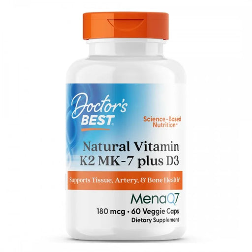 Doctor's Best Natural Vitamin K2 MK-7 180mcg plus D3 60caps Natural Health > Vitamins > Vitamin K
