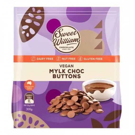Sweet William Vegan Mylk Choc Buttons 300g